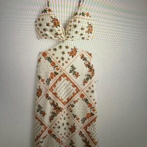 Abercrombie & Fitch Floral Maxi Dress - Cream and Orange